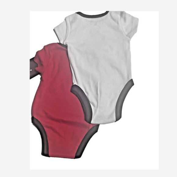 (2) Jordan 1 Pieces #23 Unisex Size 3 Months Red & White Cotton Poly Blend Snaps - Picture 3 of 5
